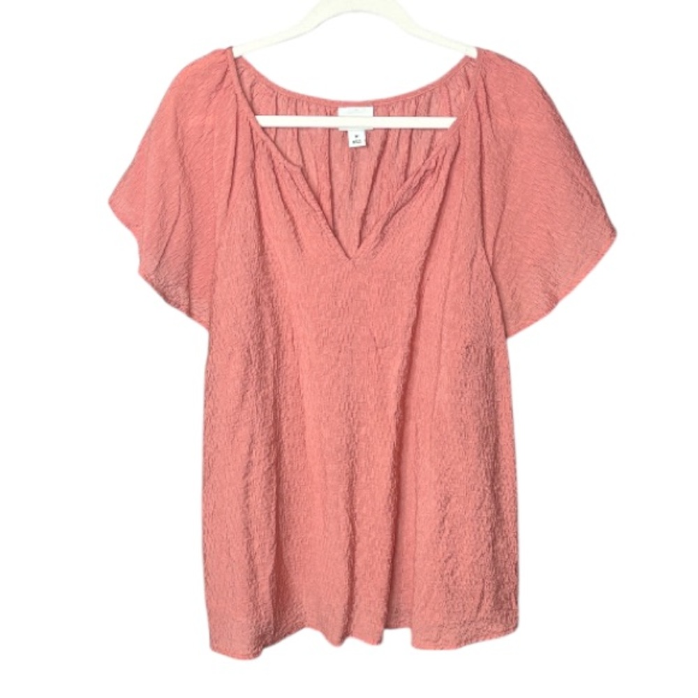 Ava & Viv - Coral Flutter Boho Blouse - Size 1X